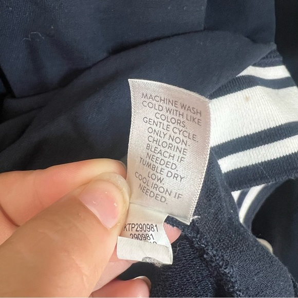 J Jill Fit Womens Navy Blue Contrast Band Pullover Shirt Size XL Cotton Blend - Picture 7 of 9